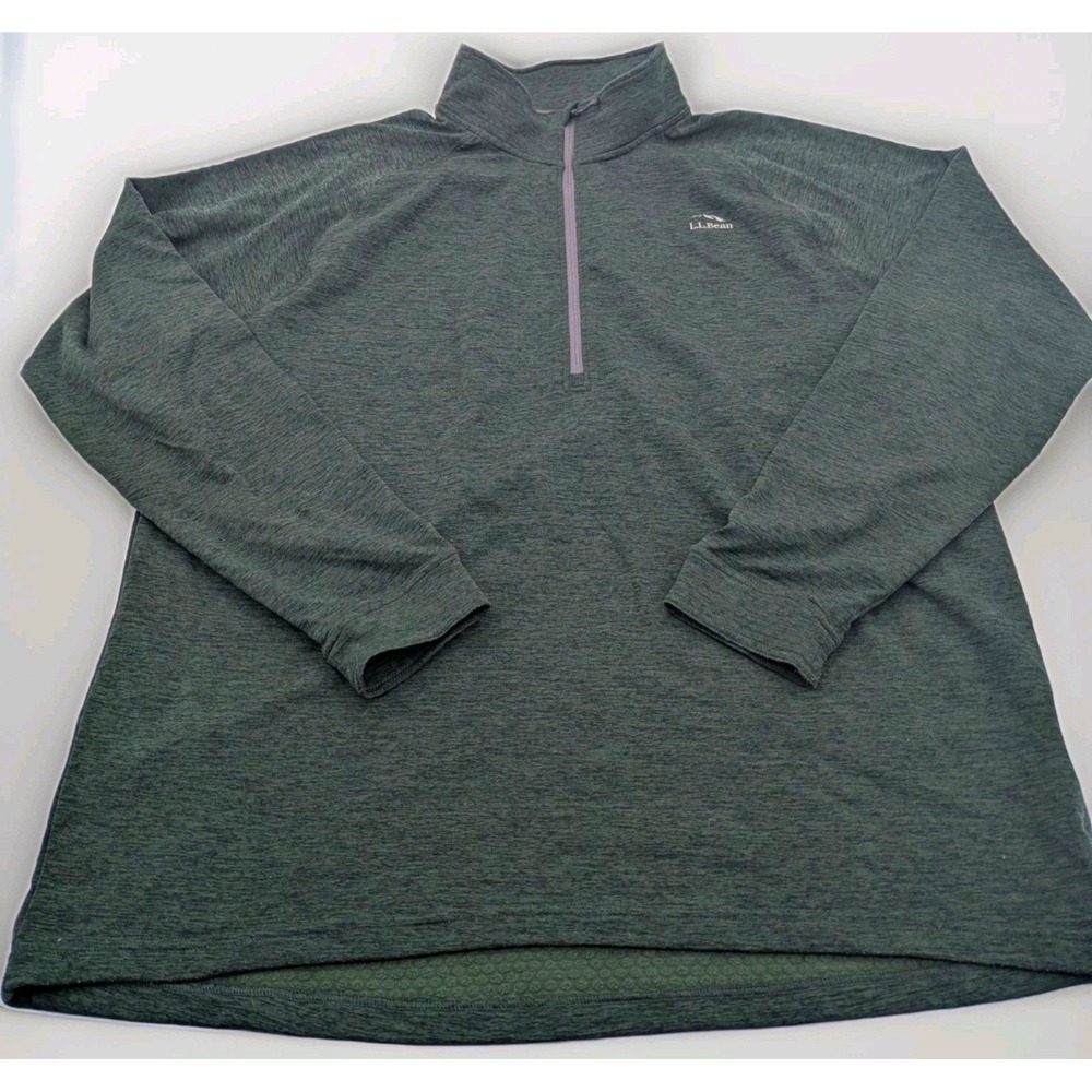 LL Bean Mens Quarter‎ Zip Pullover Size XL Tall Green Slightly Fitted Adventure
